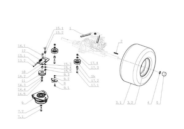 Rear axle OM 105J/22 Intek Cat.2009 Garden tractor (only for the German market)