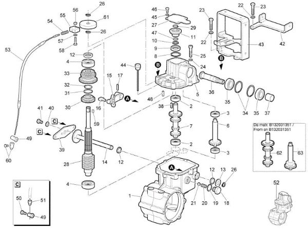 Speed gears of the change - with brake until sn B133181825 WB 65 HR 8,5 Flail mowers