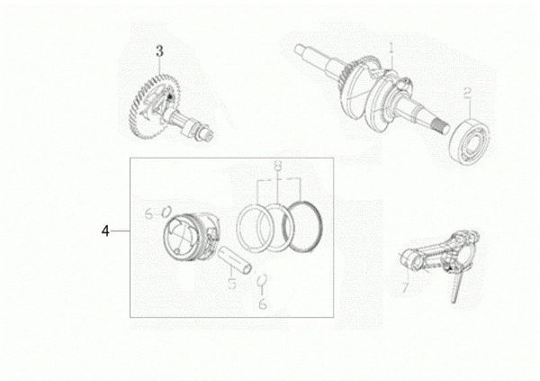 Ciguenal y piston MH 155 K Motoazada